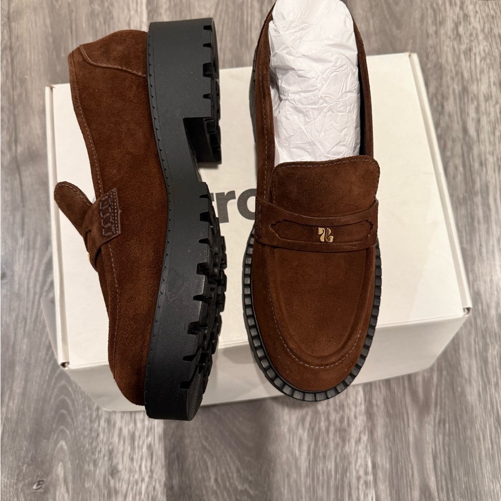 Larroude Brown Suede Men's Lug-Sole Loafers